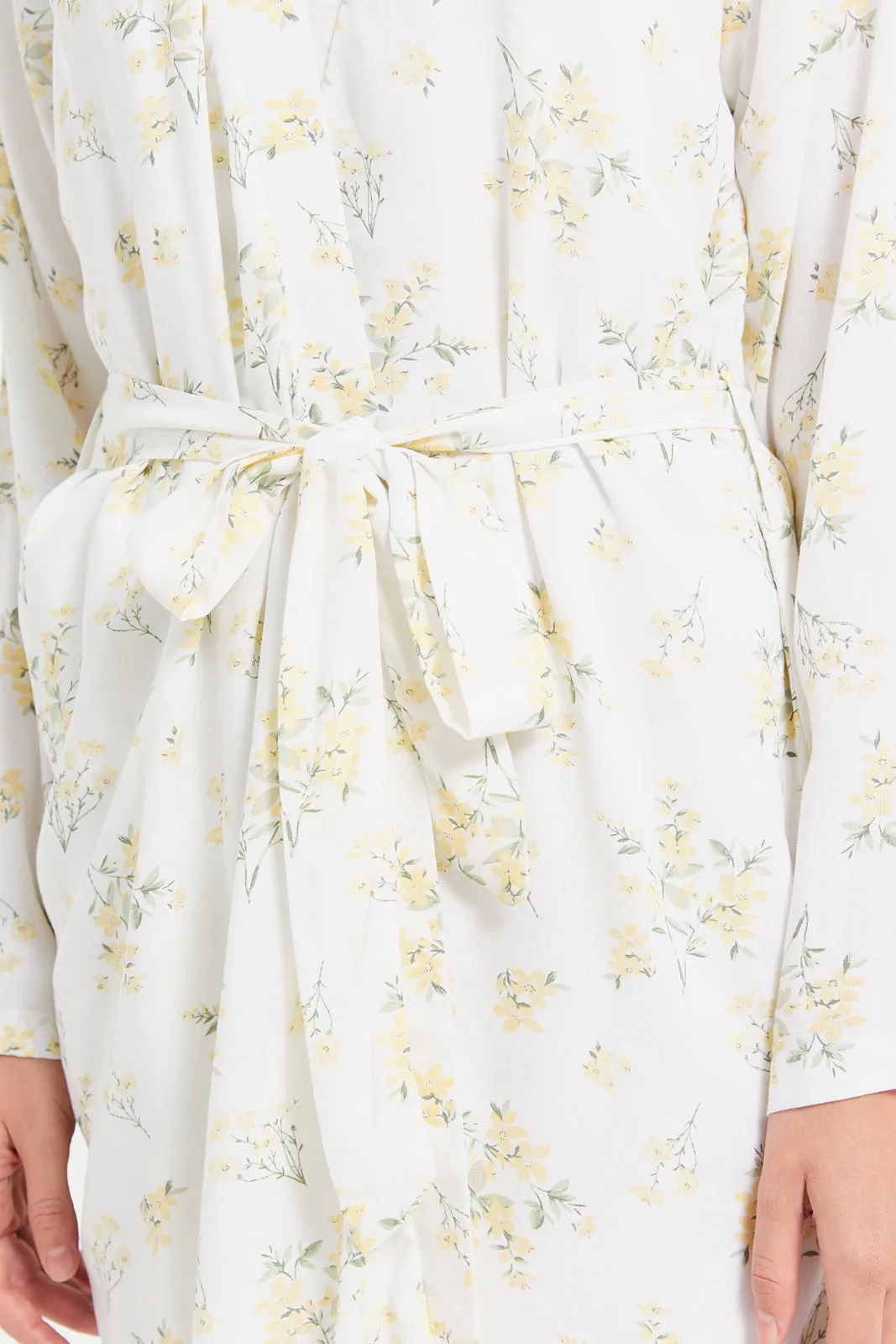 Women Yellow Floral Print Robe