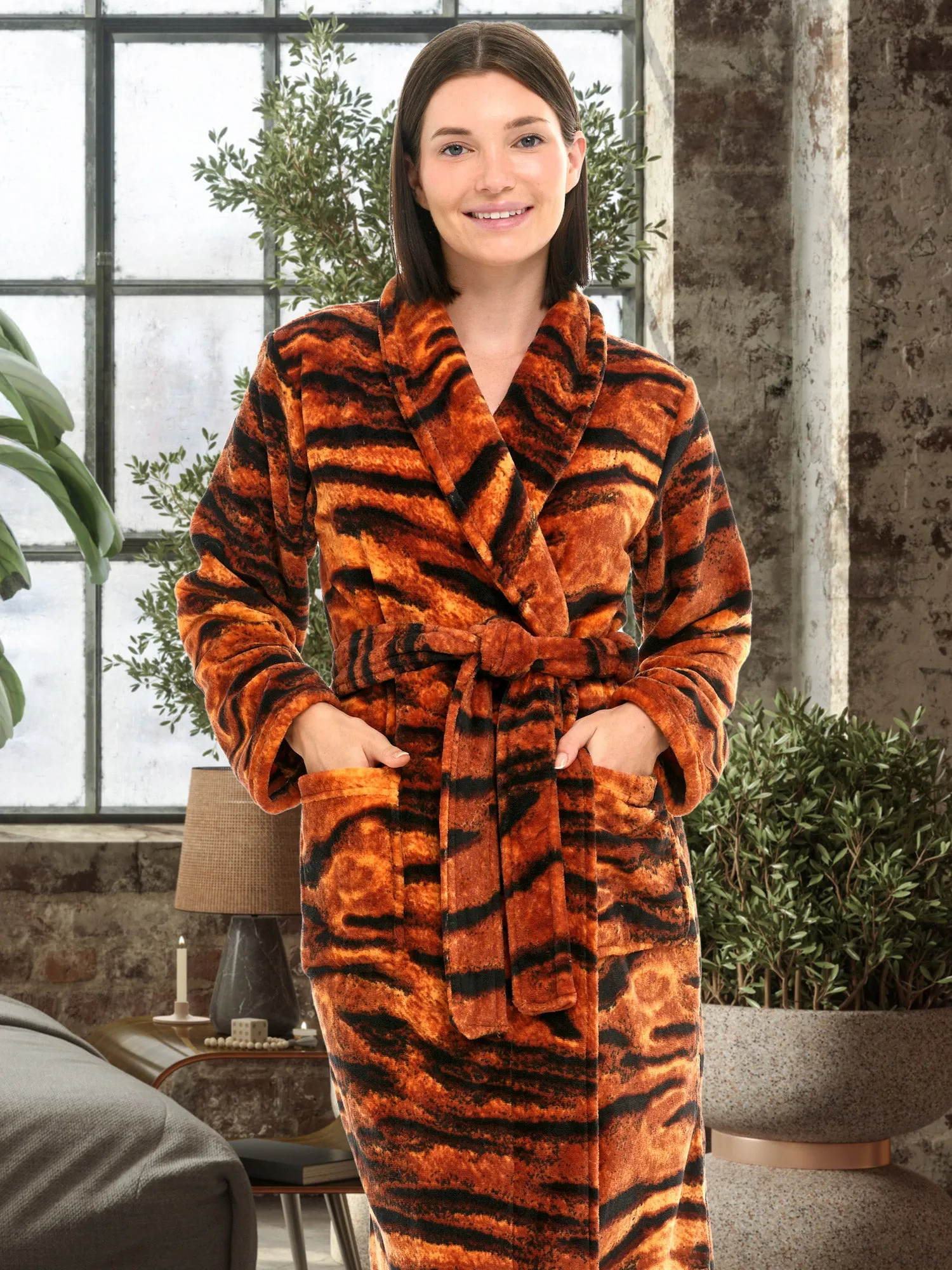 Women's Classic Winter Robe, Plush Fleece Bathrobe