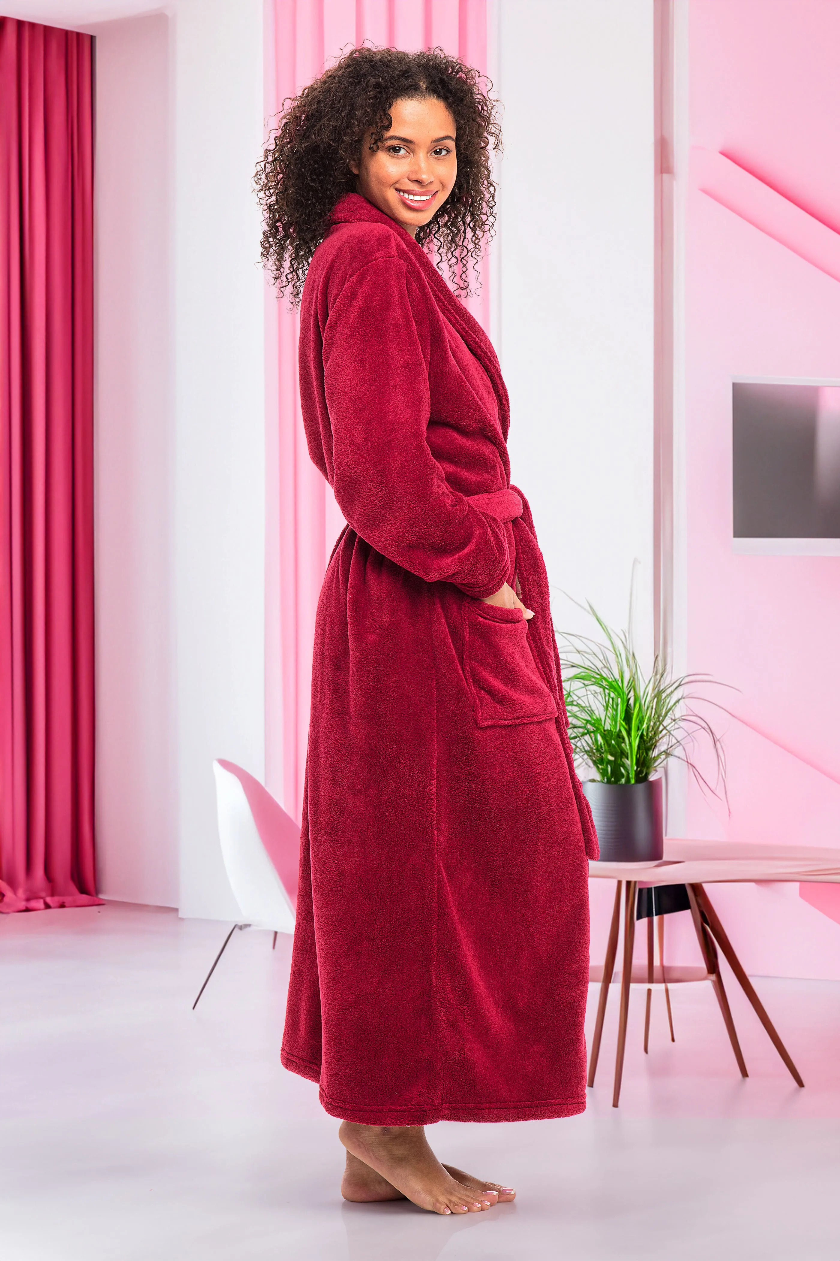 Women's Classic Winter Robe, Plush Fleece Bathrobe