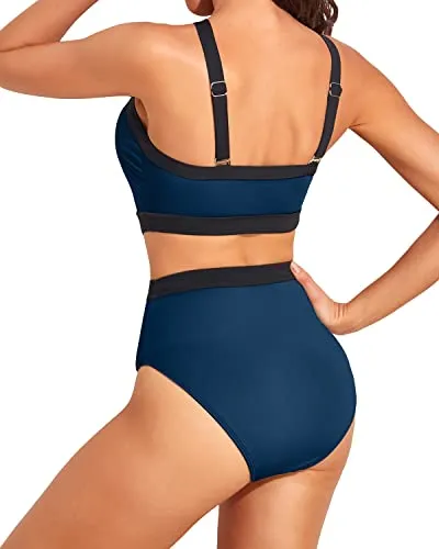 Women's Cutout High Neck One Piece Swimsuit Criss Cross Monokini Swimwear