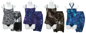 women's missy fashion tankini swimsuits w/ matching sarongs - sizes s-xl Case of 24