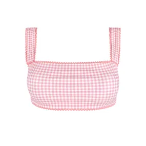 women's pink guava gingham bandeau bikini top