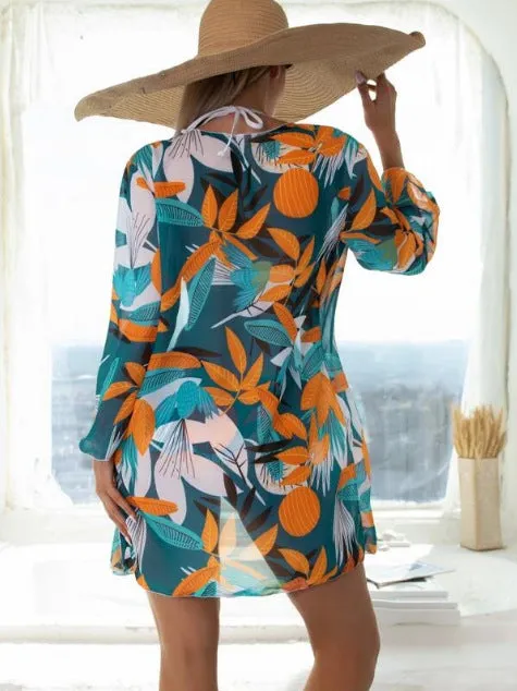 Women's Push Up Bikini with Matching Floral Kimono Three Piece Set