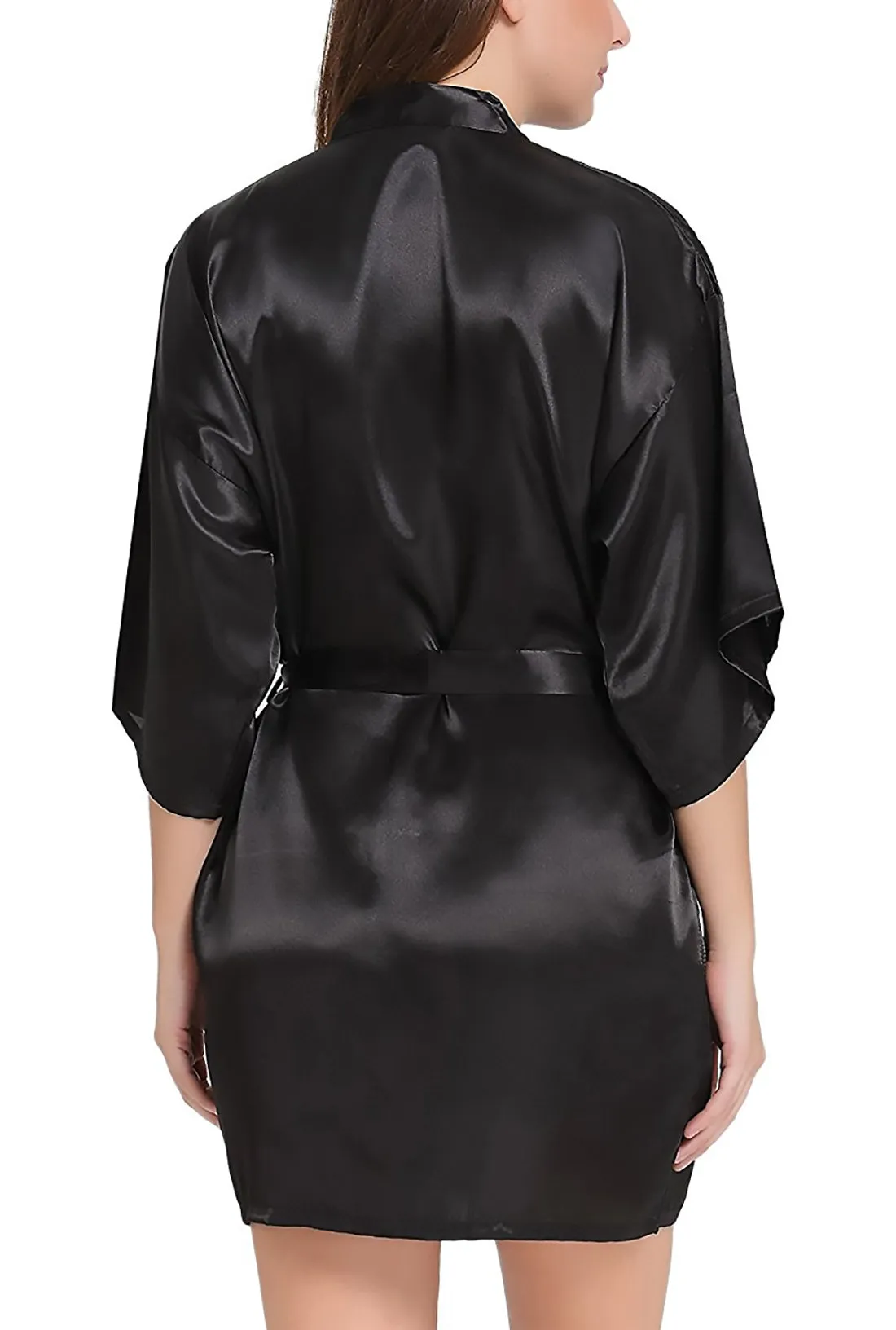 Xs and Os Women Satin Babydoll Kimono Nightwear Robe