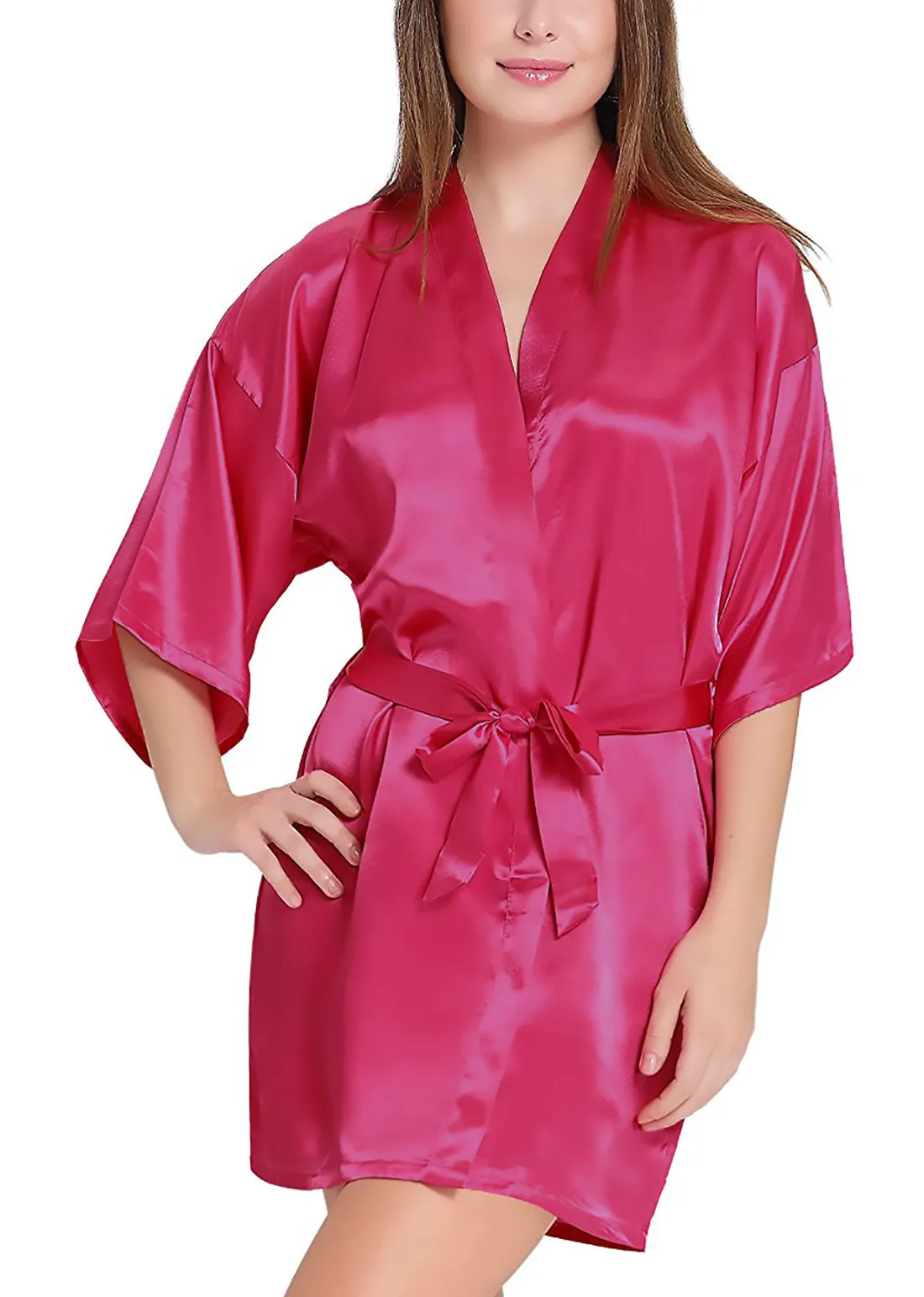 Xs and Os Women Satin Babydoll Kimono Nightwear Robe