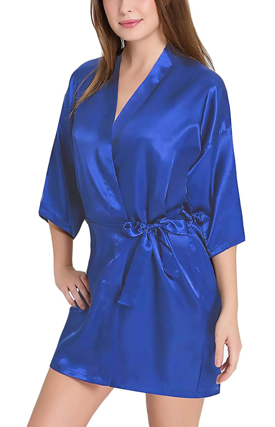 Xs and Os Women Satin Babydoll Kimono Nightwear Robe