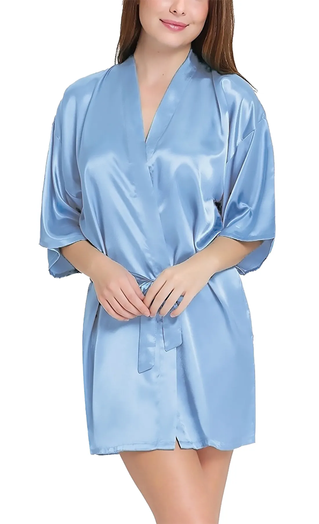 Xs and Os Women Satin Babydoll Kimono Nightwear Robe