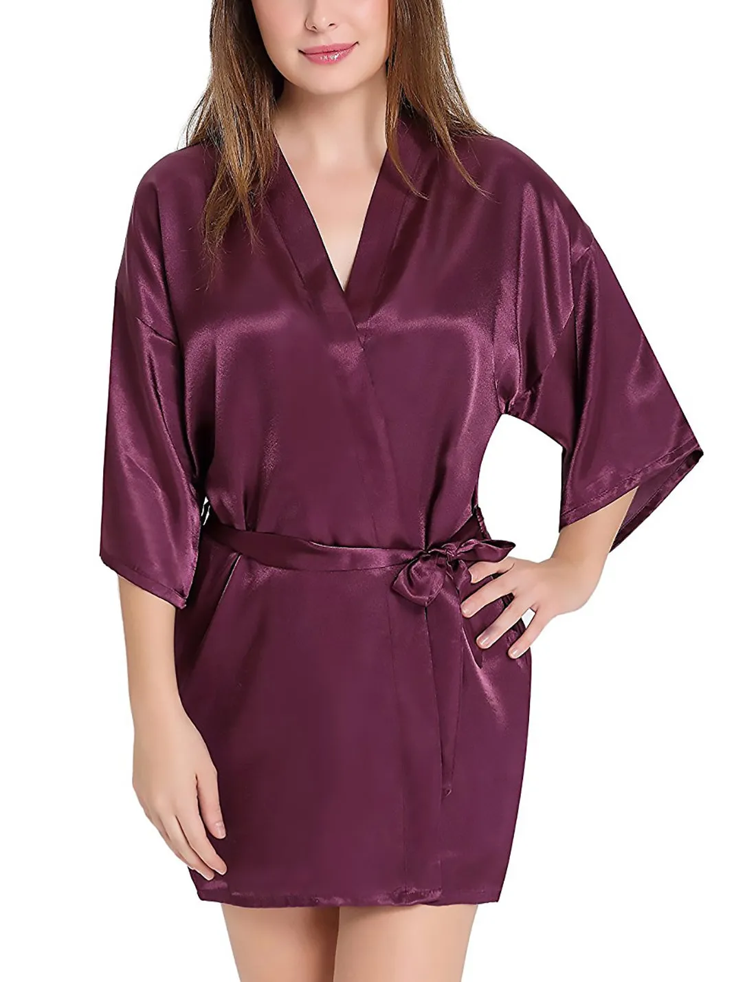 Xs and Os Women Satin Babydoll Kimono Nightwear Robe