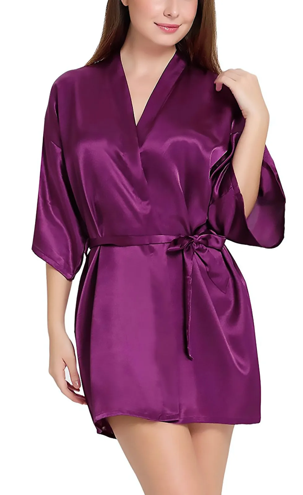 Xs and Os Women Satin Babydoll Kimono Nightwear Robe
