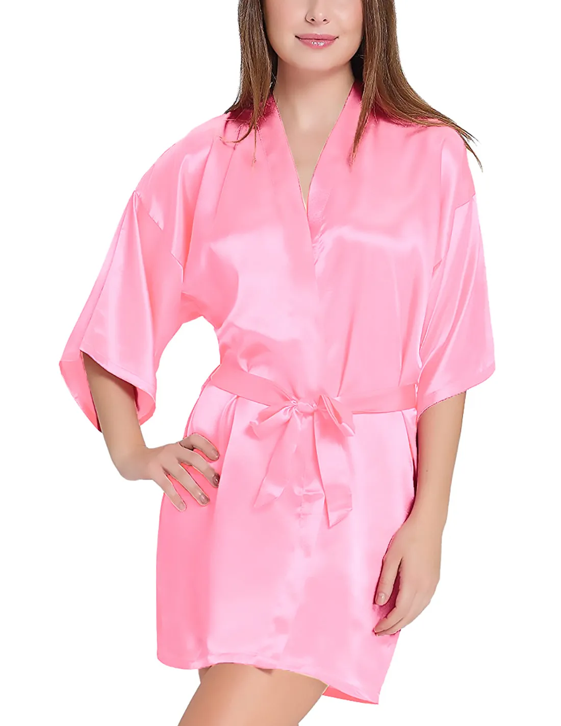Xs and Os Women Satin Babydoll Kimono Nightwear Robe
