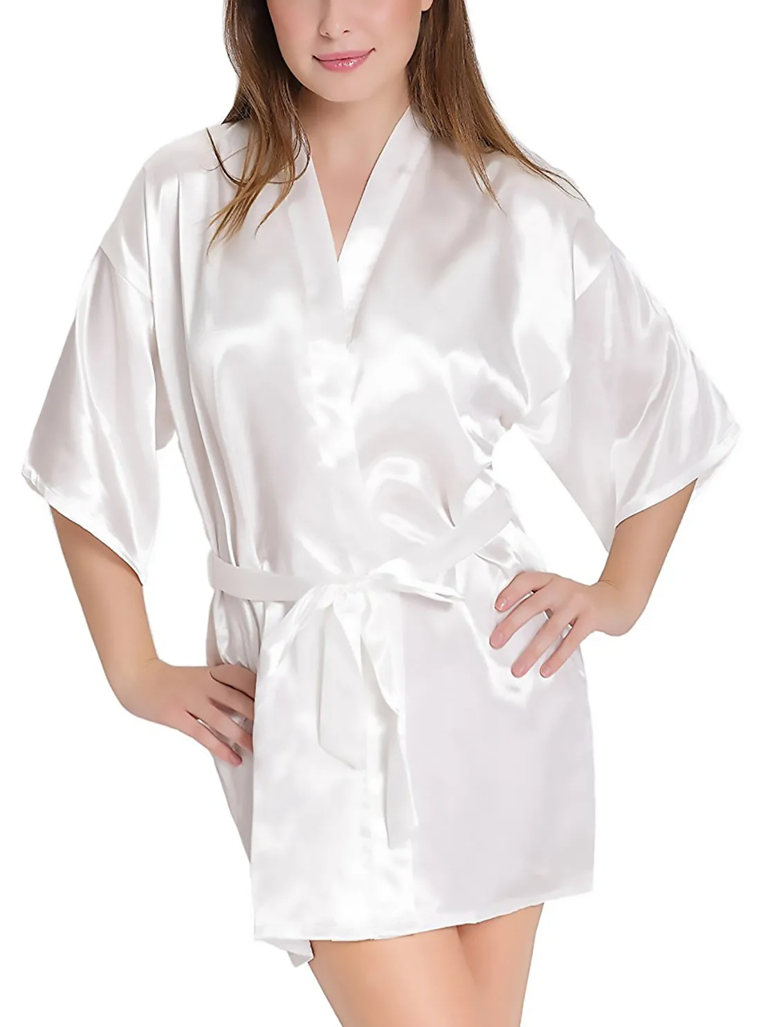 Xs and Os Women Satin Babydoll Kimono Nightwear Robe