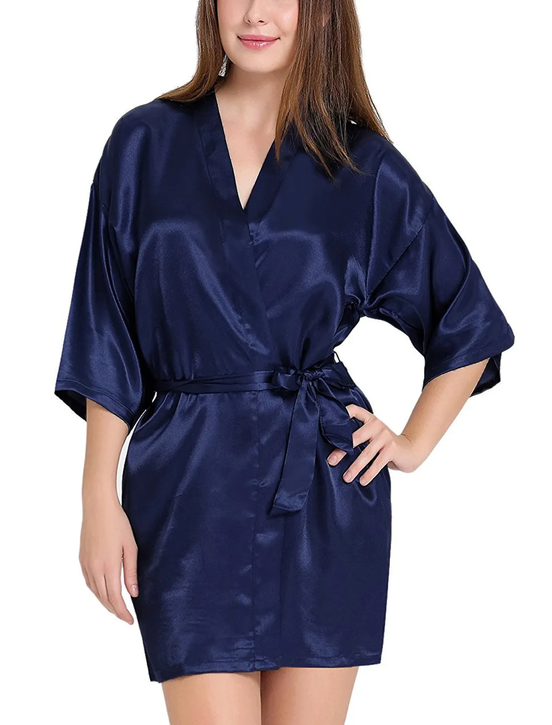 Xs and Os Women Satin Babydoll Kimono Nightwear Robe