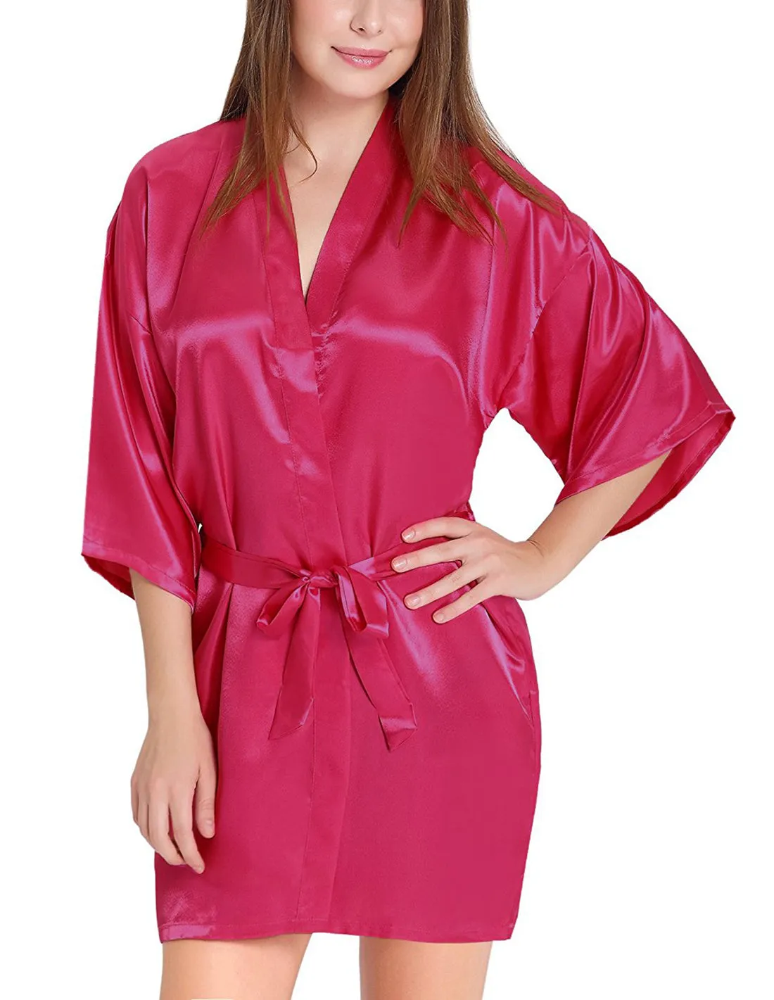 Xs and Os Women Satin Babydoll Kimono Nightwear Robe