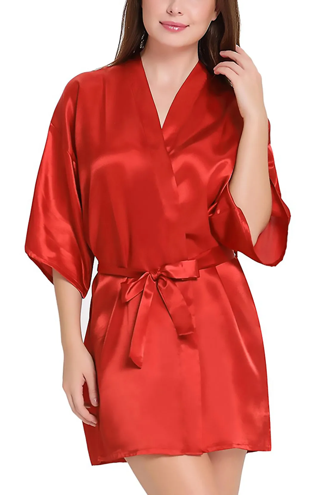 Xs and Os Women Satin Babydoll Kimono Nightwear Robe