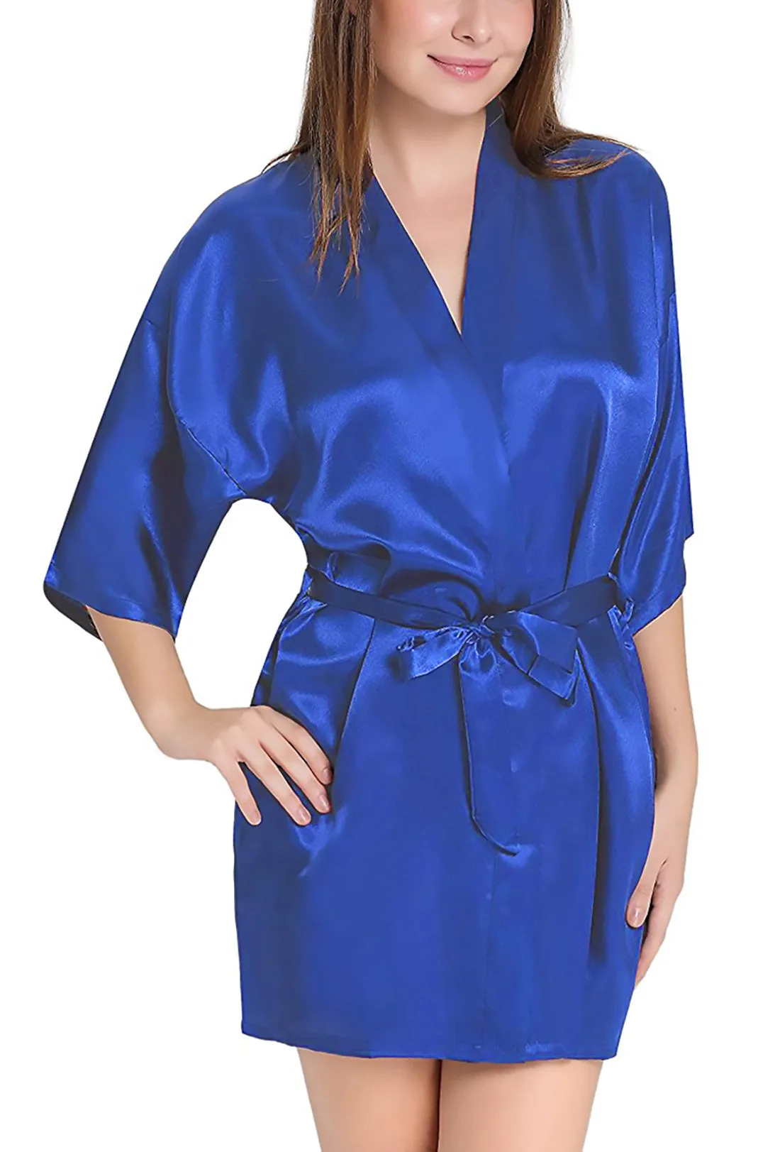 Xs and Os Women Satin Babydoll Kimono Nightwear Robe