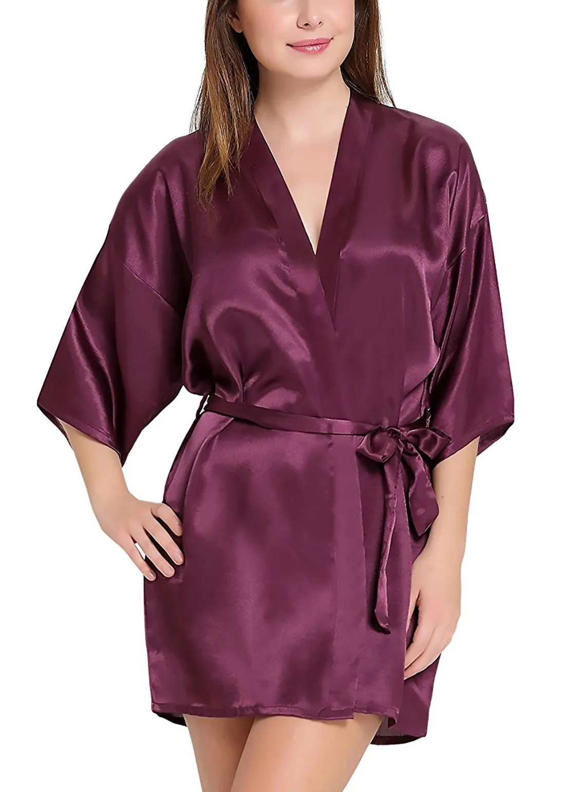 Xs and Os Women Satin Babydoll Kimono Nightwear Robe