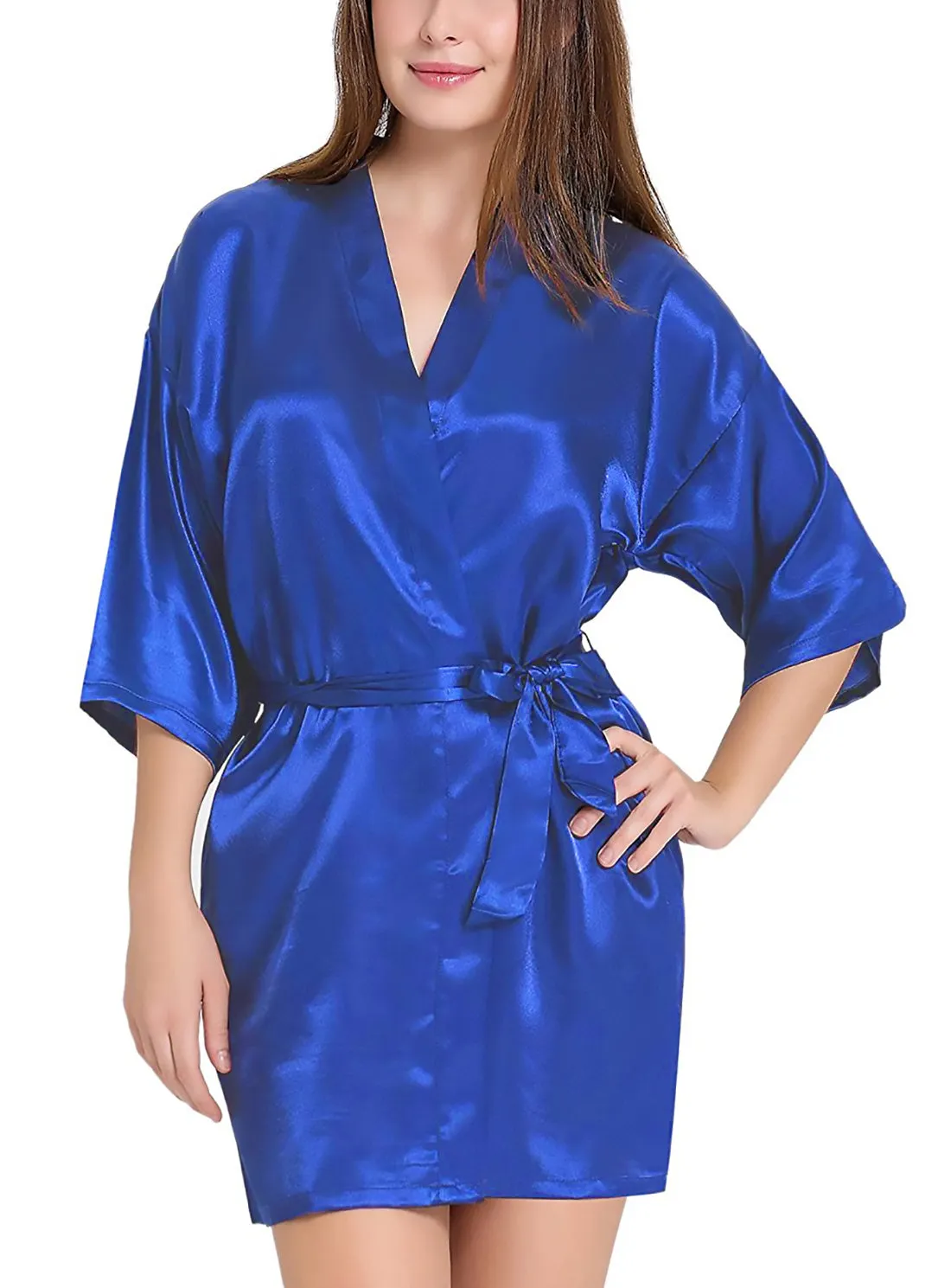 Xs and Os Women Satin Babydoll Kimono Nightwear Robe