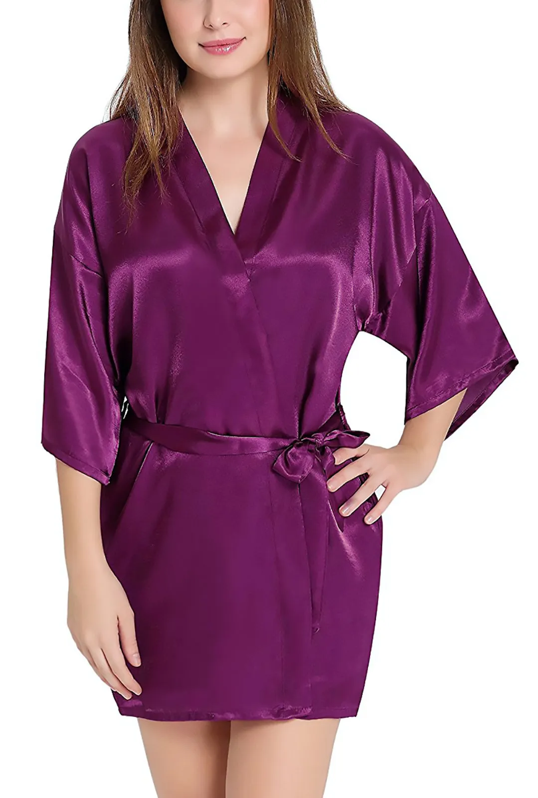 Xs and Os Women Satin Babydoll Kimono Nightwear Robe