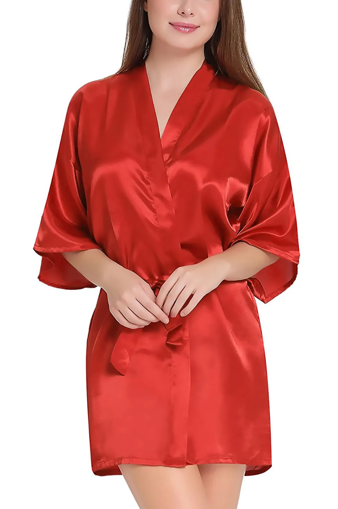 Xs and Os Women Satin Babydoll Kimono Nightwear Robe