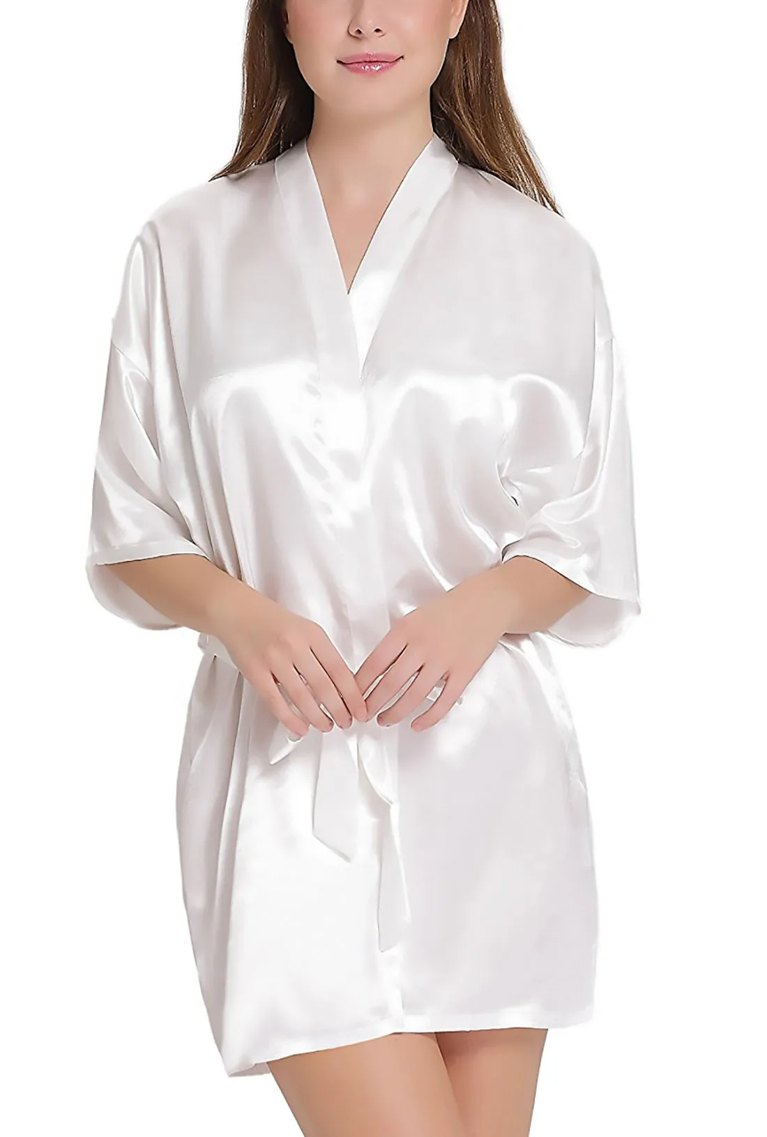 Xs and Os Women Satin Babydoll Kimono Nightwear Robe