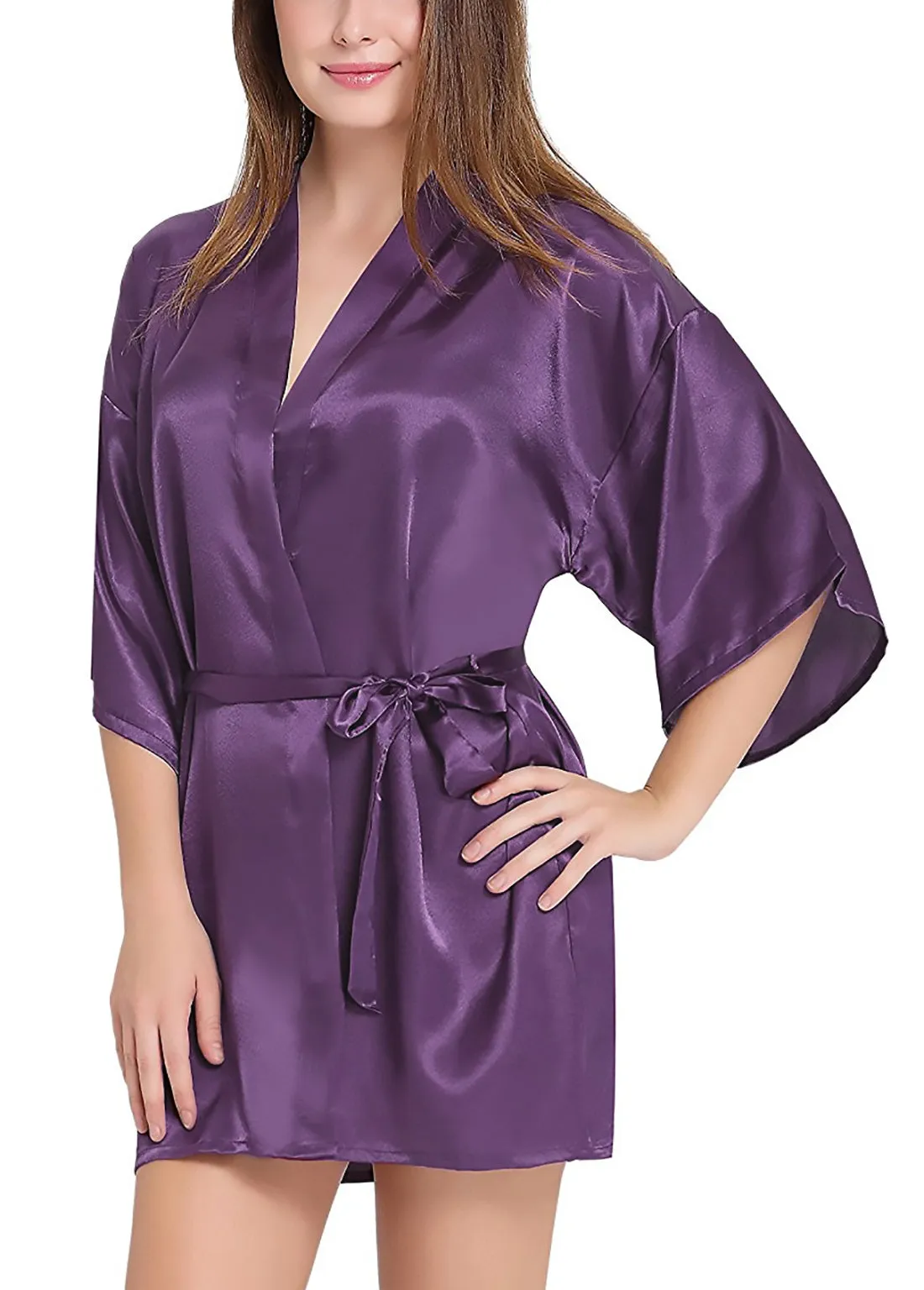 Xs and Os Women Satin Babydoll Kimono Nightwear Robe